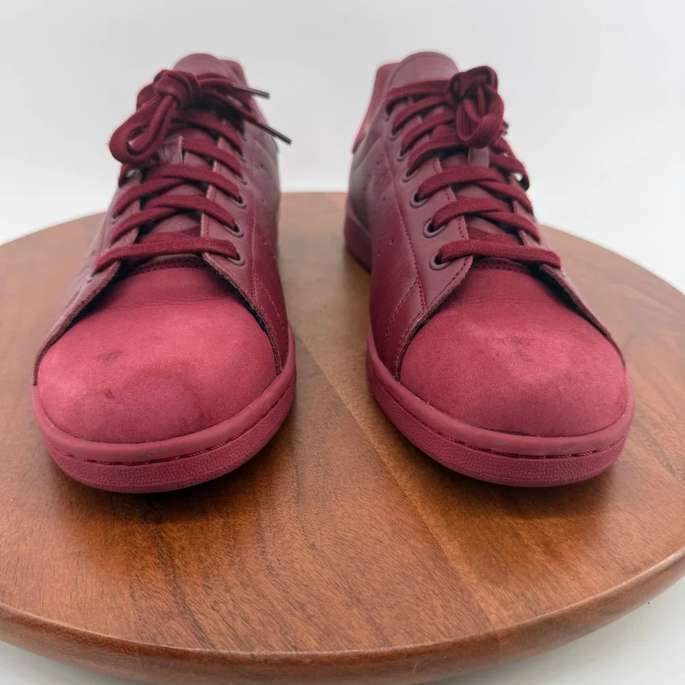 Adidas Stan Smith Mens Burgundy Leather Suede Cap Toe Sneakers B37920 11.5